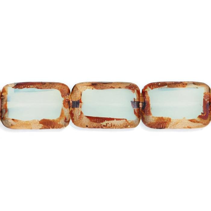 Czech Polished Rectangles 12 x 8mm Seafoam - Picasso (24pcs)