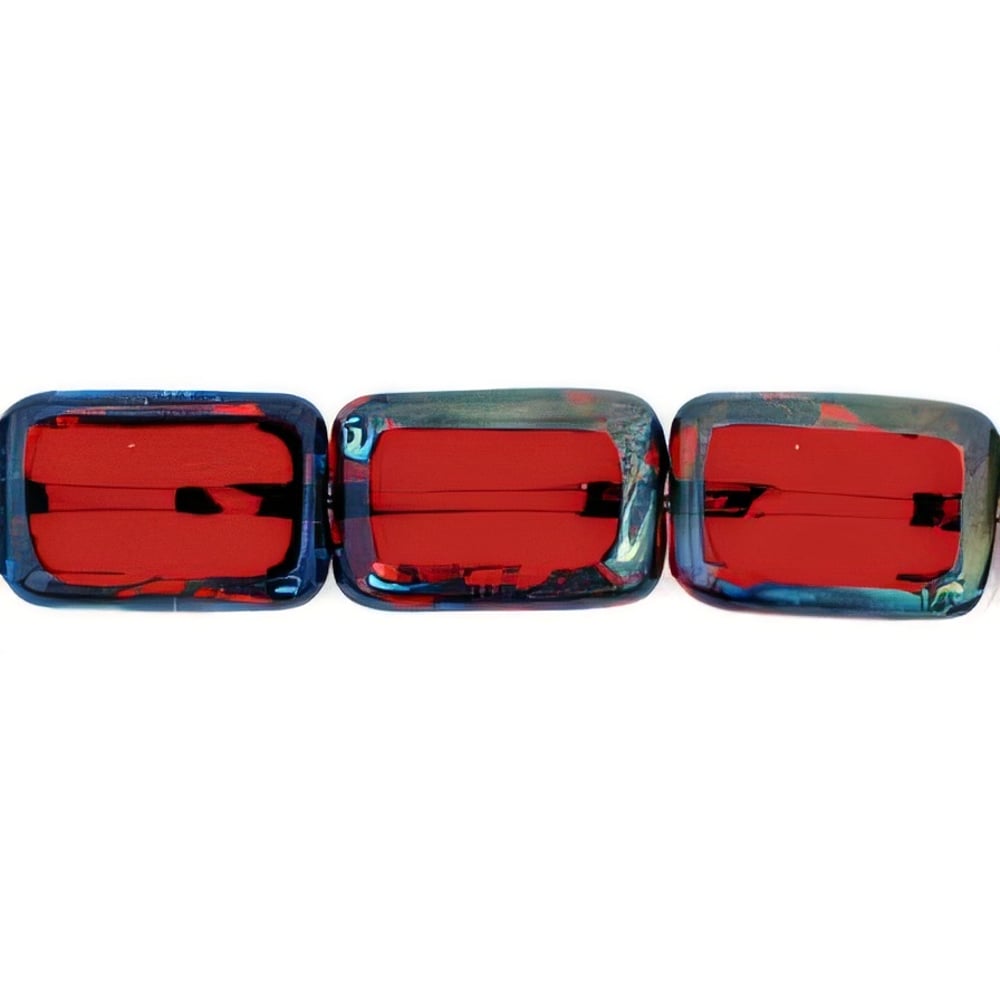 Czech Polished Rectangles 12 x 8mm Siam Ruby - Picasso (24pcs)