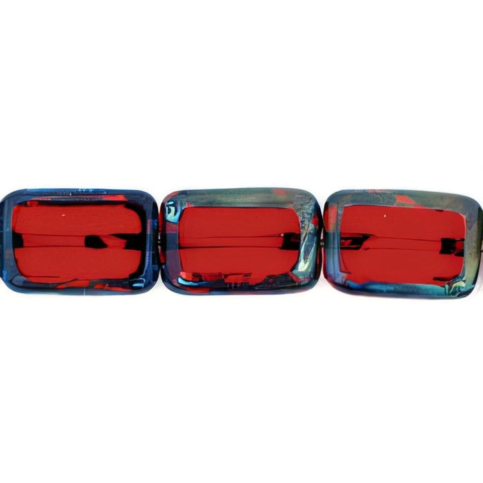 Czech Polished Rectangles 12 x 8mm Siam Ruby - Picasso (24pcs)
