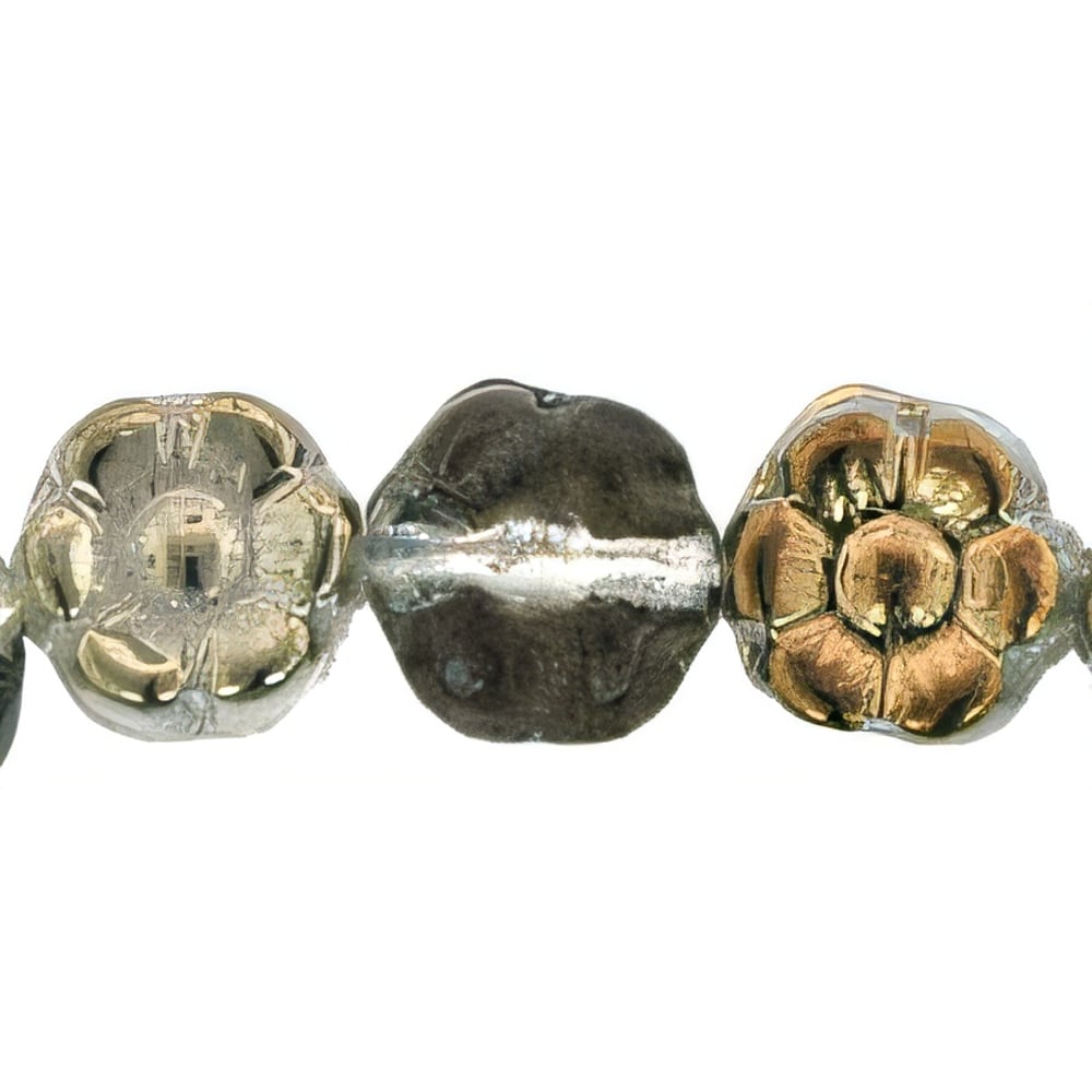 Czech Flowers 7 x 4mm Half Coat - Bronze (50pcs)