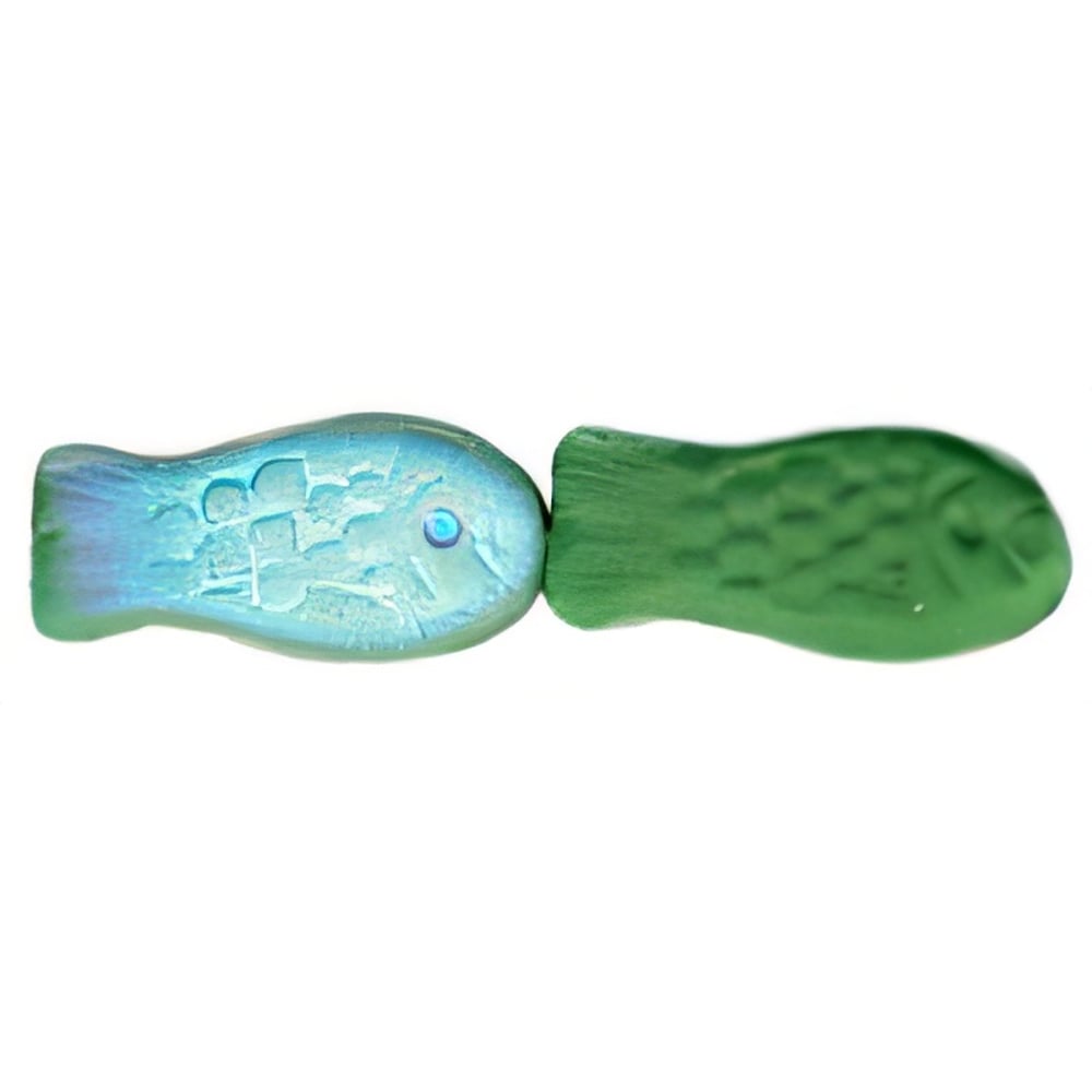 Czech Fish 14 x 7mm Matte - Opaque Green AB (25pcs)
