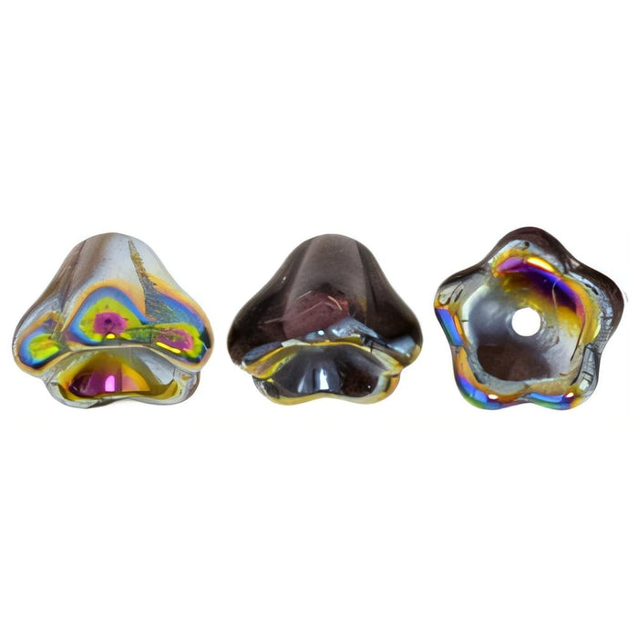 Czech Bell Flowers 8 x 6mm Amethyst - Vitral (25pcs)