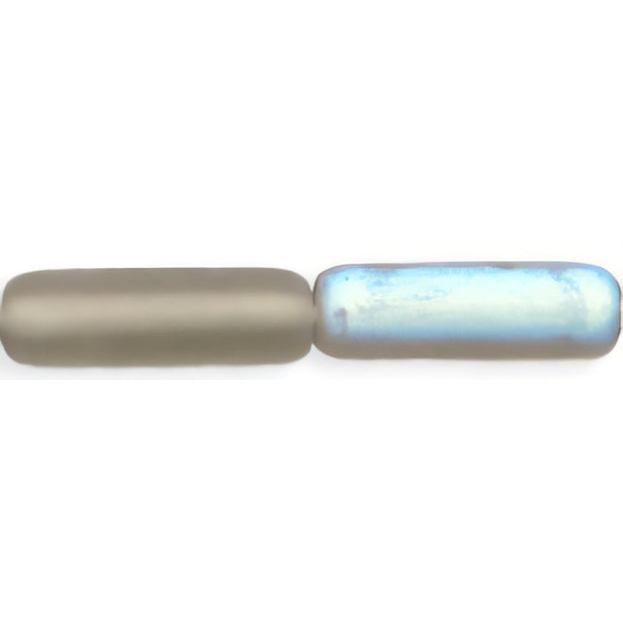 Czech Long Tubes 14 x 4mm Matte - Black Diamond AB (25pcs)