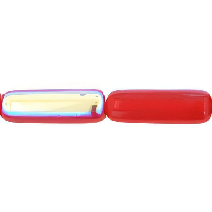 Czech Long Tubes 14 x 4mm Siam Ruby AB (25pcs)