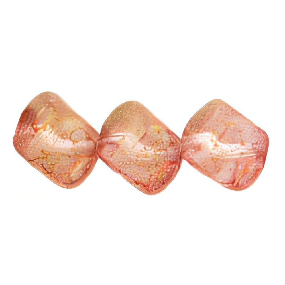 Czech Diagonal Cubes 8mm Luster - Transparent Topaz/Pink (25pcs)