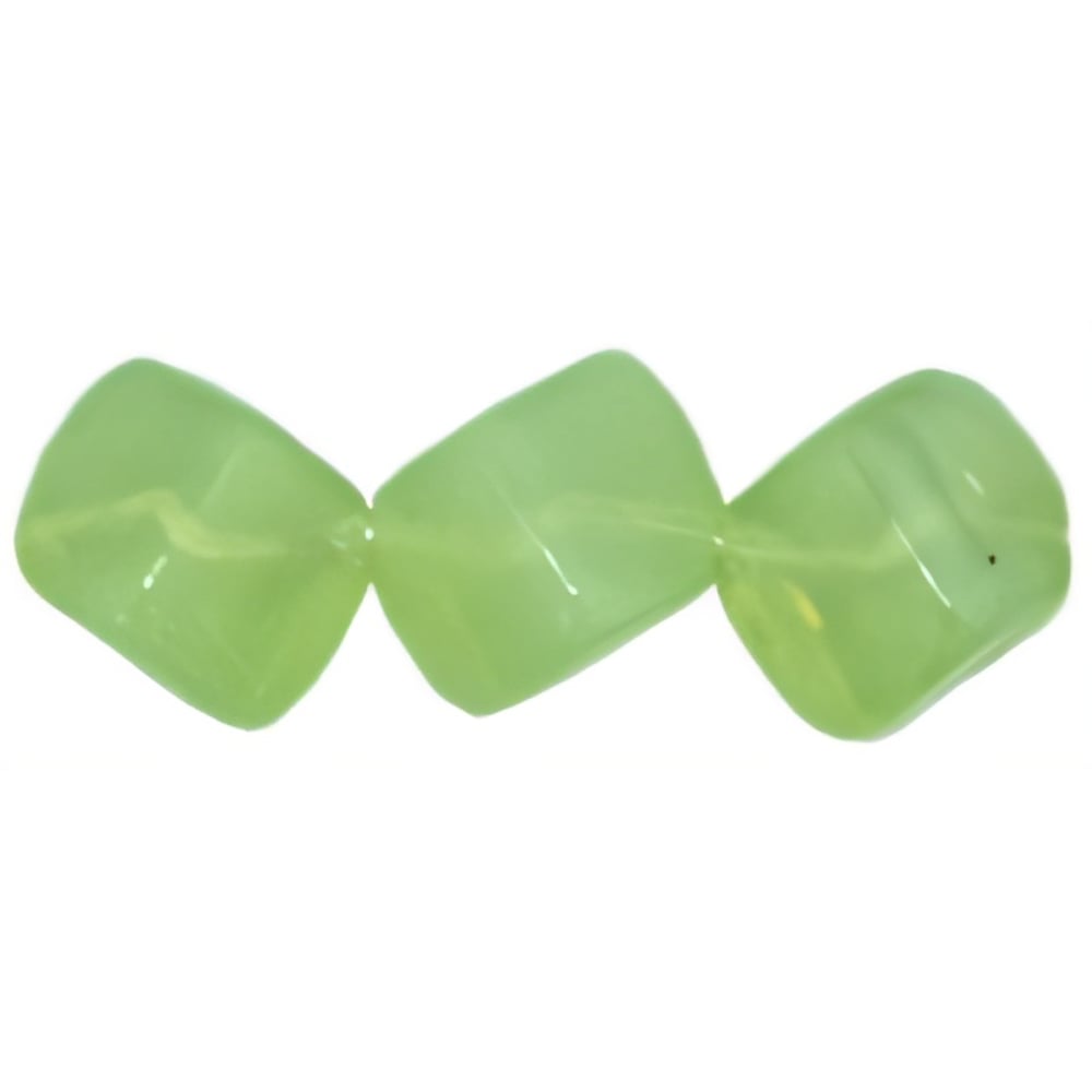 Czech Diagonal Cubes 8mm Milky Lt Peridot (25pcs)