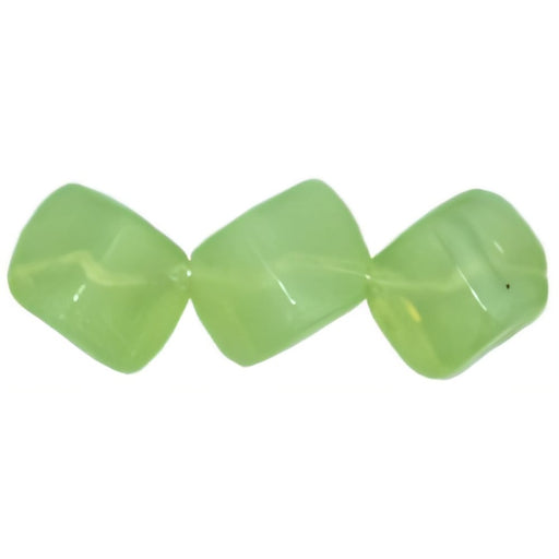Czech Diagonal Cubes 8mm Milky Lt Peridot (25pcs)