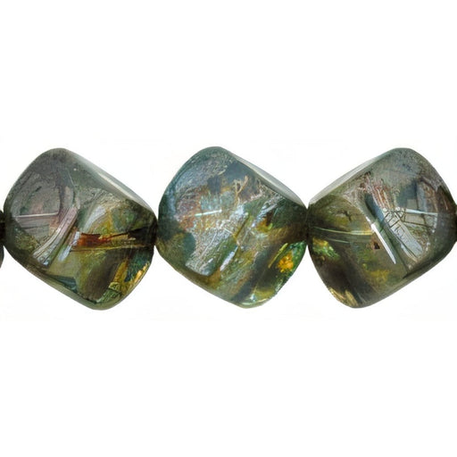 Czech Diagonal Cubes 8mm Luster - Transparent Green (25pcs)