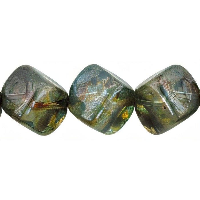 Czech Diagonal Cubes 8mm Luster - Transparent Green (25pcs)