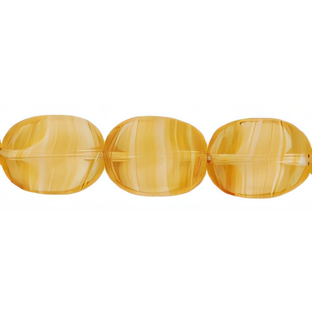 Czech Twisted Flat Ovals 12 x 9mm Crystal/White/Topaz (25pcs)