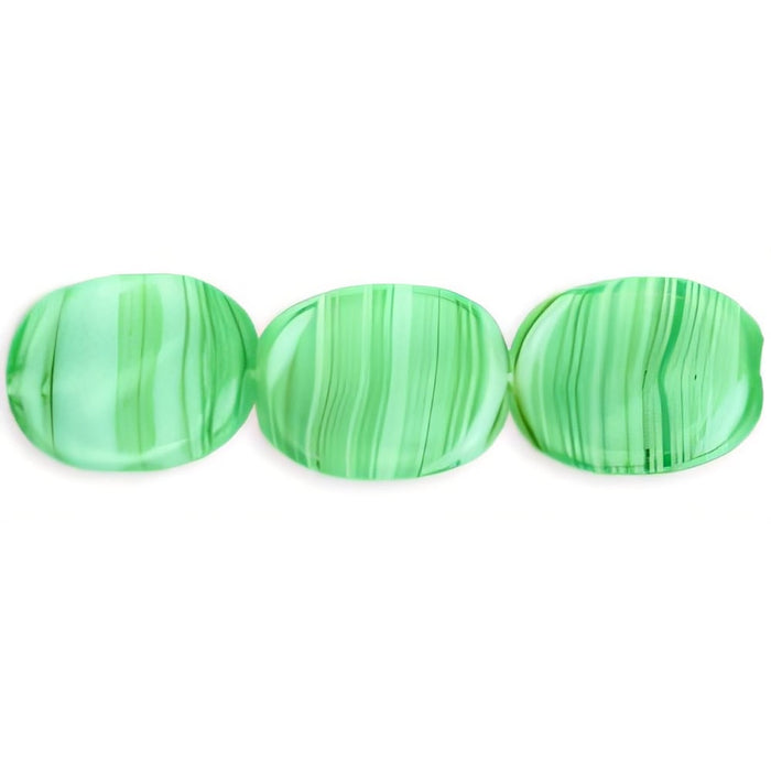 Czech Twisted Flat Ovals 12 x 9mm Sea Foam (25pcs)