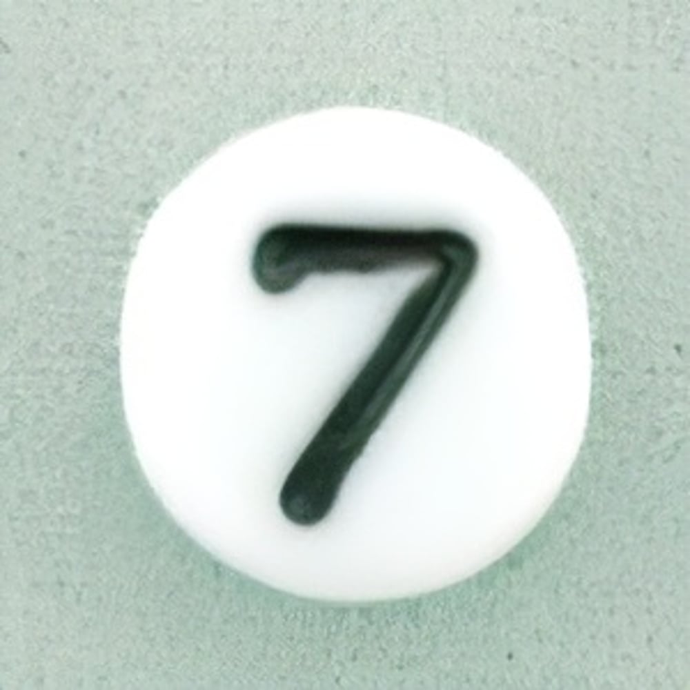 Czech Letter Beads (White) 7mm: Number 7 (50pcs)