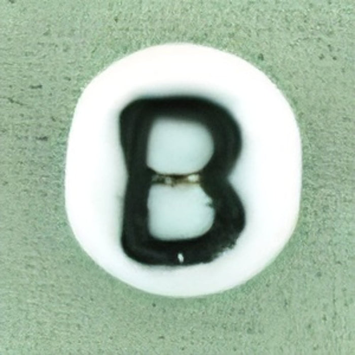 Czech Letter Beads (White) 7mm: Letter B (50pcs)