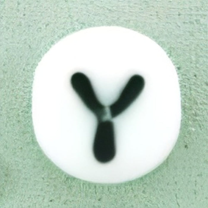 Czech Letter Beads (White) 7mm: Letter Y (50pcs)