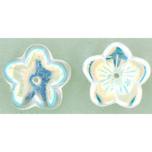 Czech Large Flat Flowers 16 x 4mm Crystal AB (25pcs)