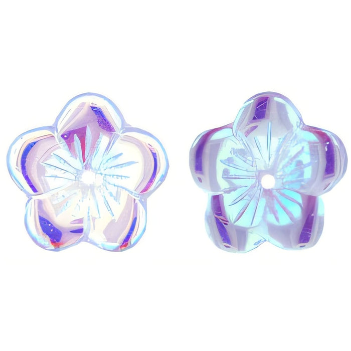 Czech Large Flat Flowers 16 x 4mm Alexandrite AB (25pcs)