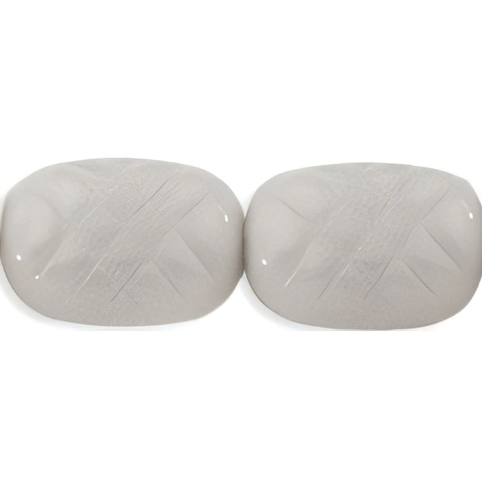 Czech Pineapple Textured Ovals 14 x 10mm Lt Gray (25pcs)