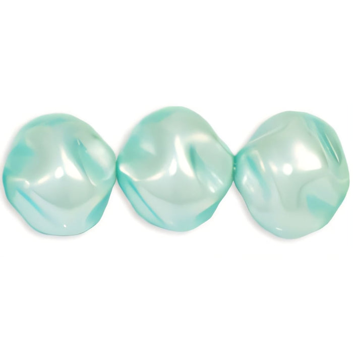 Czech Pearl Coat - Whirl Round 10mm: Pearl - Baby Blue (50pcs)
