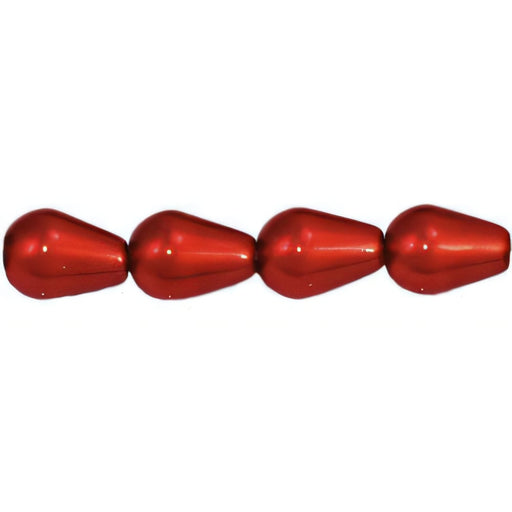 Czech Pearl Coat - Vertical Drops 6 x 4mm: Pearl - Tangerine (75pcs)