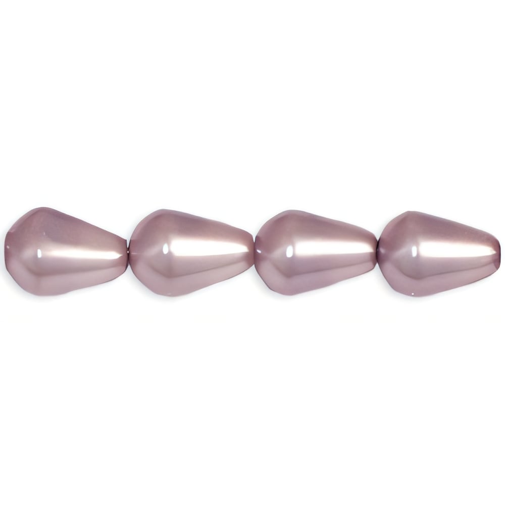 Czech Pearl Coat - Vertical Drops 6 x 4mm: Pearl - Lilac (75pcs)