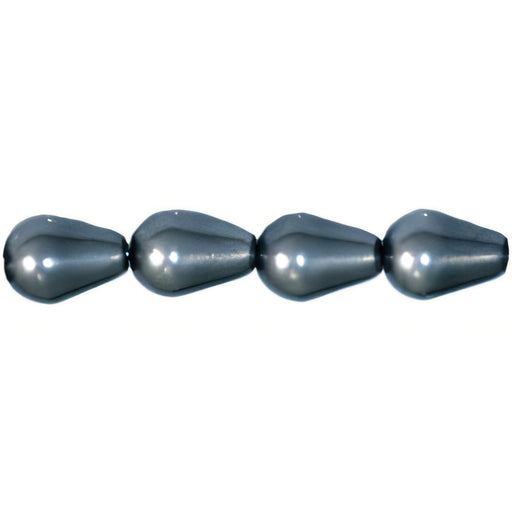 Czech Pearl Coat - Vertical Drops 6 x 4mm Pearl - Storm (75pcs)
