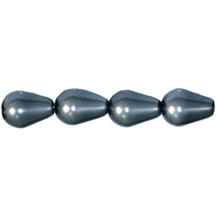 Czech Pearl Coat - Vertical Drops 6 x 4mm Pearl - Storm (75pcs)