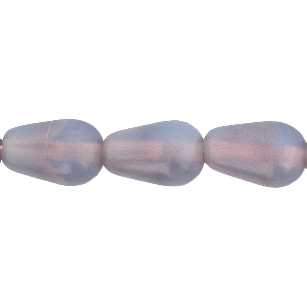 Czech Tear Drops - Vertical Hole 9 x 6mm Milky Lt Amethyst (25pcs)