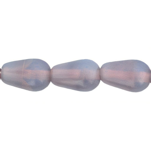 Czech Tear Drops - Vertical Hole 9 x 6mm Milky Lt Amethyst (25pcs)