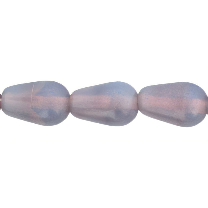 Czech Tear Drops - Vertical Hole 9 x 6mm Milky Lt Amethyst (25pcs)