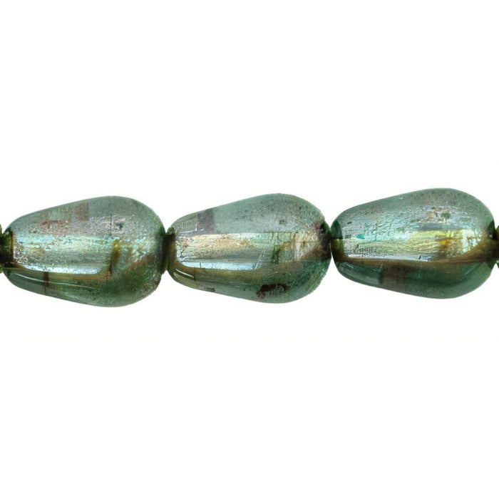 Czech Tear Drops - Vertical Hole 9 x 6mm Luster - Transparent Green (25pcs)