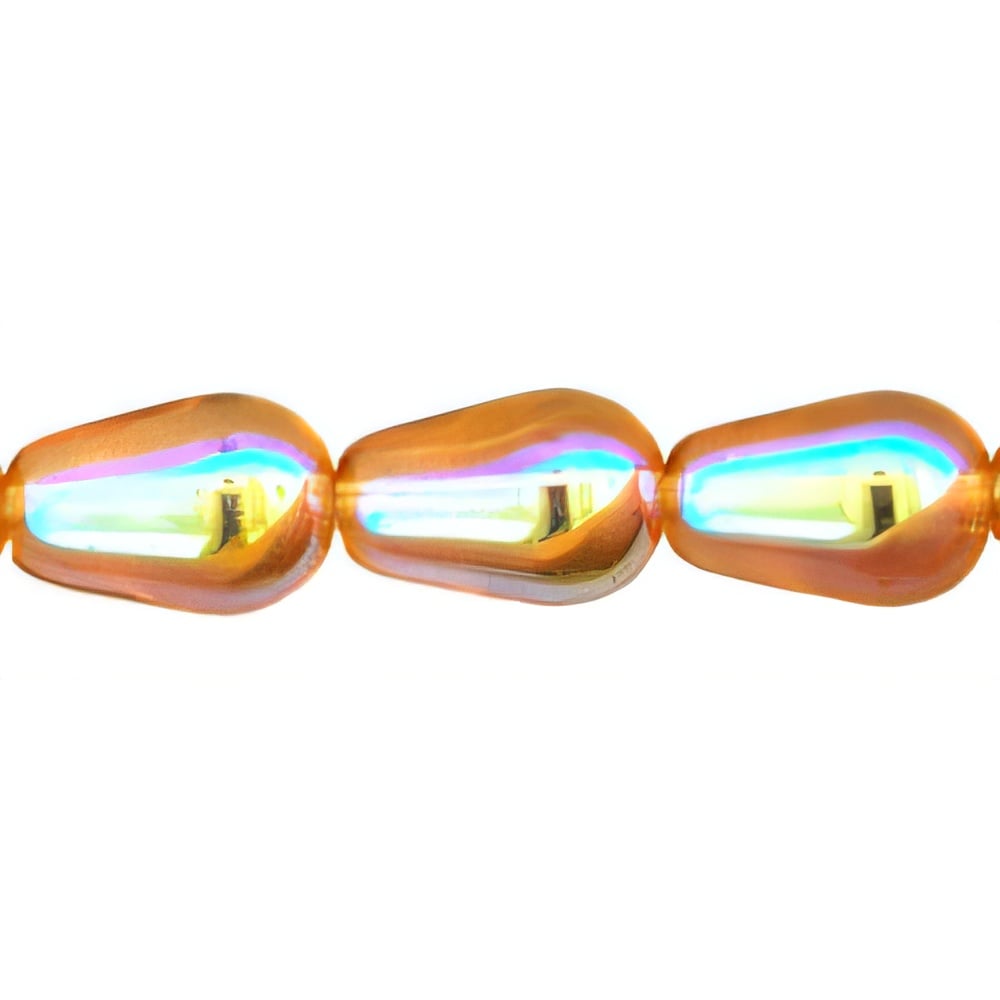 Czech Tear Drops - Vertical Hole 9 x 6mm Topaz AB (25pcs)