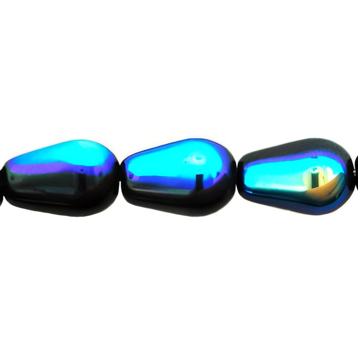 Czech Tear Drops - Vertical Hole 9 x 6mm Jet AB (25pcs)