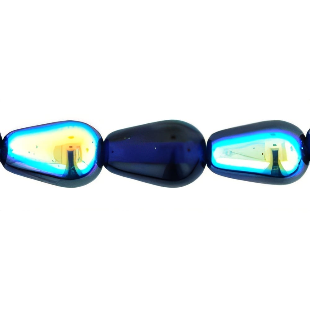 Czech Tear Drops - Vertical Hole 9 x 6mm Cobalt AB (25pcs)