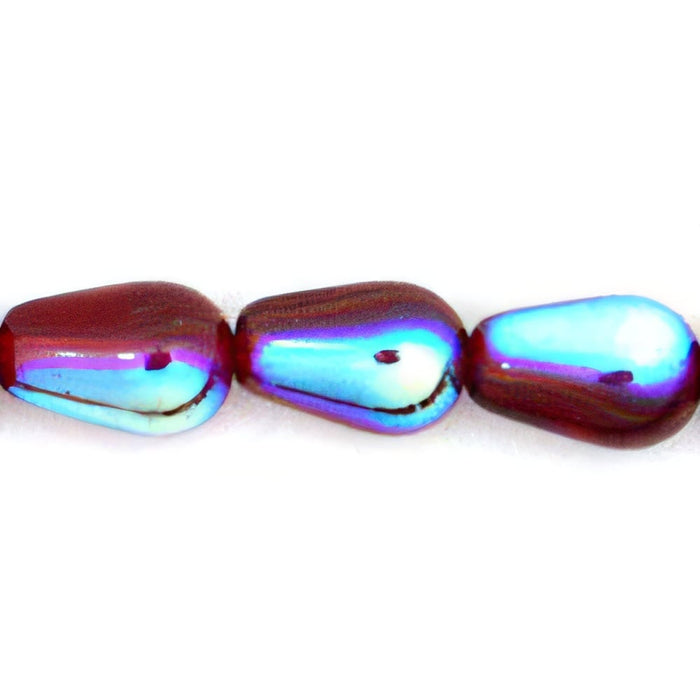 Czech Tear Drops - Vertical Hole 9 x 6mm Garnet AB (25pcs)