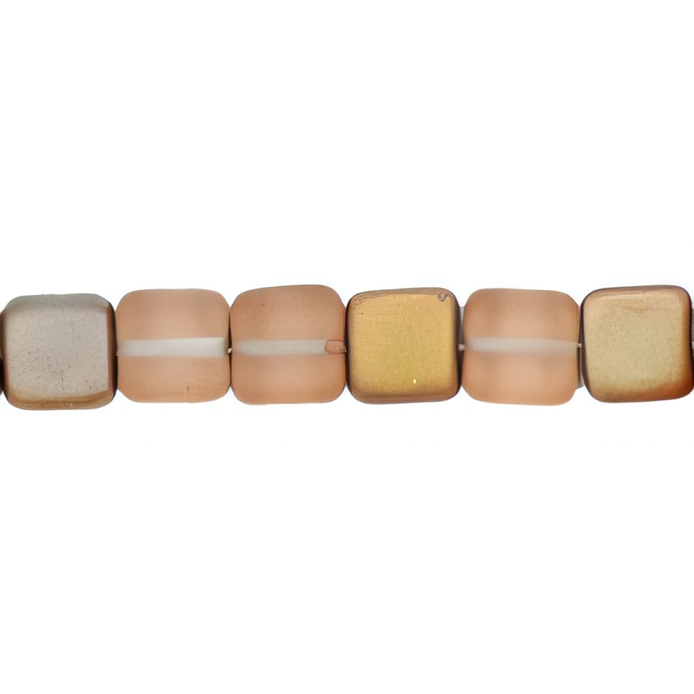 Czech Small Flat Squares 6mm Matte - Apollo - Gold (50pcs)