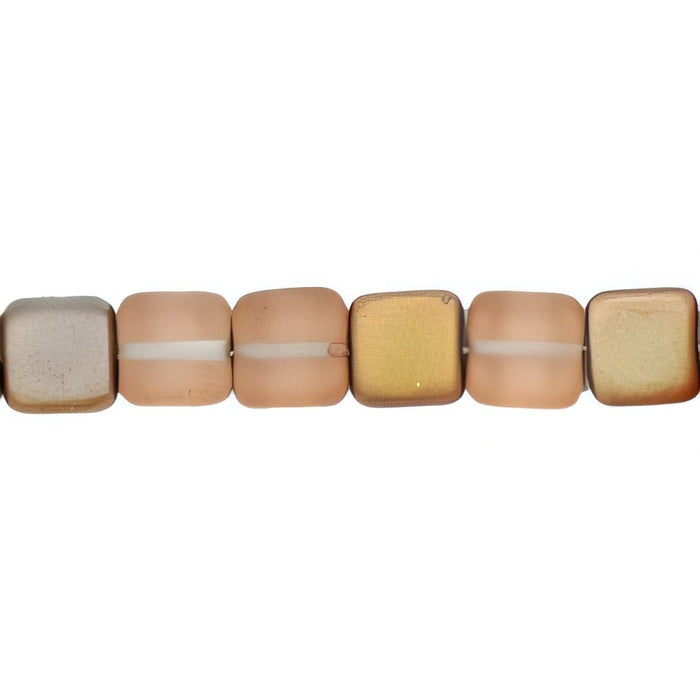 Czech Small Flat Squares 6mm Matte - Apollo - Gold (50pcs)