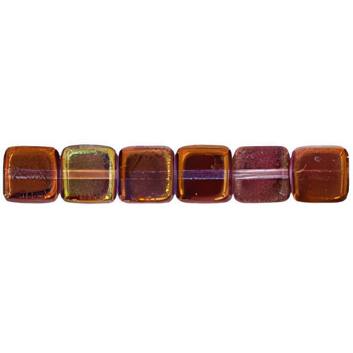 Czech Small Flat Squares 6mm Luster - Amethyst/Crystal (50pcs)