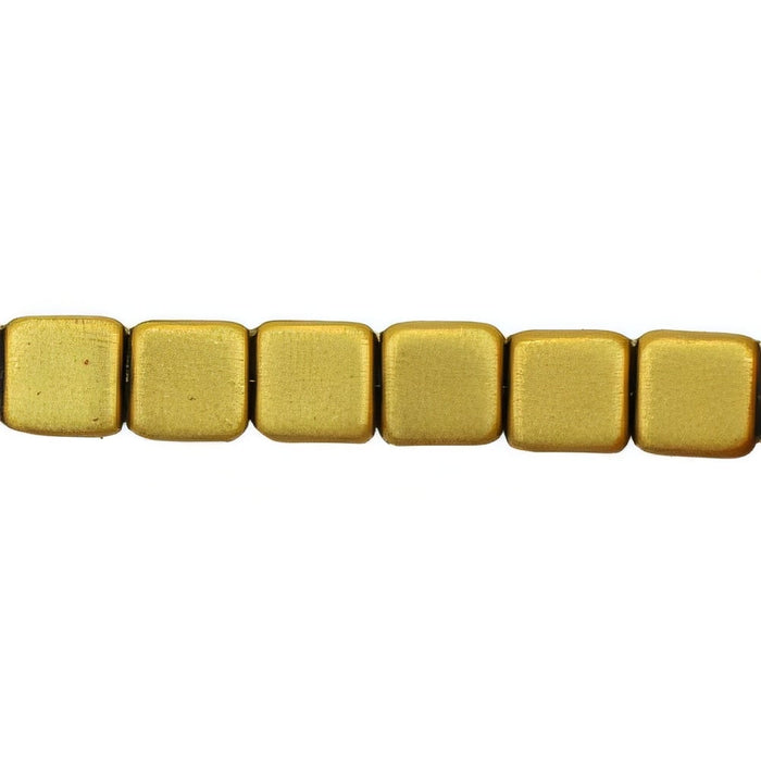Czech Small Flat Squares 6mm Matte - Metallic Aztec Gold (50pcs)