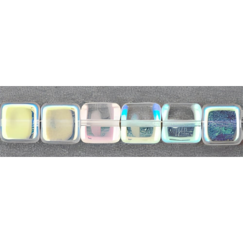 Czech Small Flat Squares 6mm Crystal AB (50pcs)