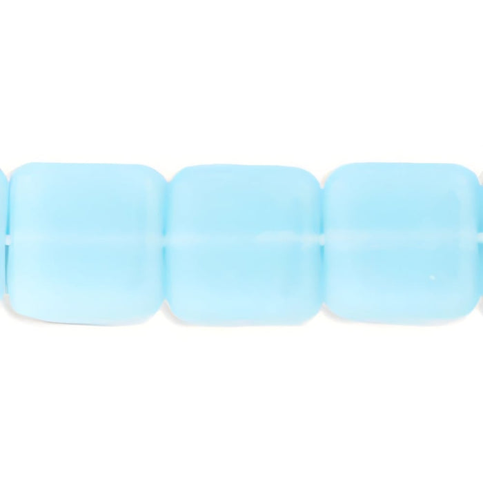 Czech Flat Squares 9mm Milky Aquamarine (25pcs)