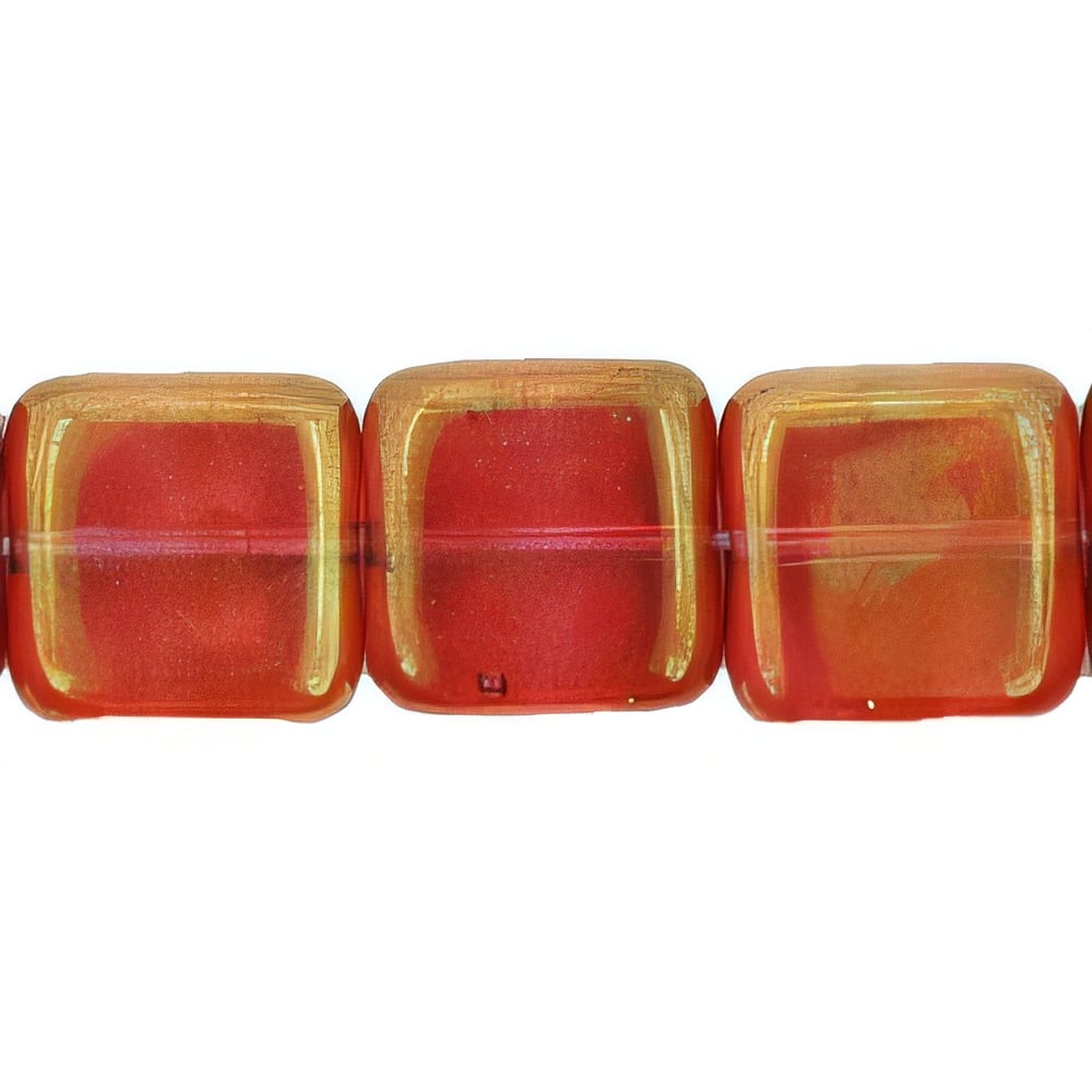 Czech Flat Squares 9mm Luster - Rose/Gold Topaz (25pcs)