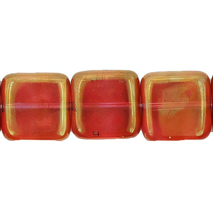 Czech Flat Squares 9mm Luster - Rose/Gold Topaz (25pcs)