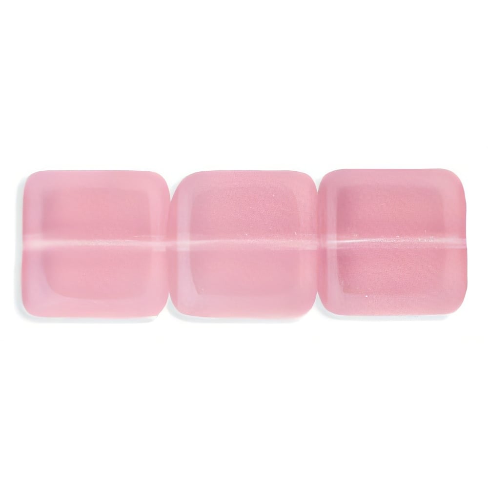 Czech Flat Squares 9mm Milky Pink (25pcs)