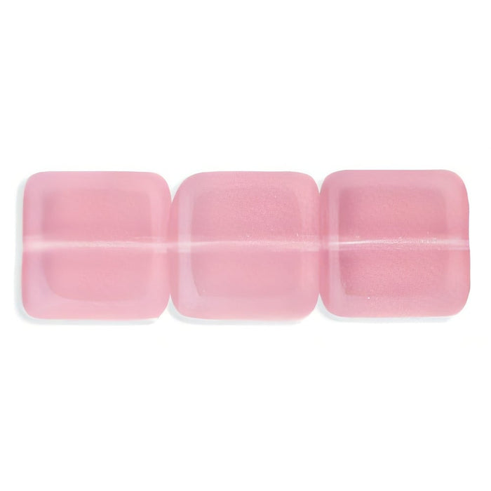 Czech Flat Squares 9mm Milky Pink (25pcs)
