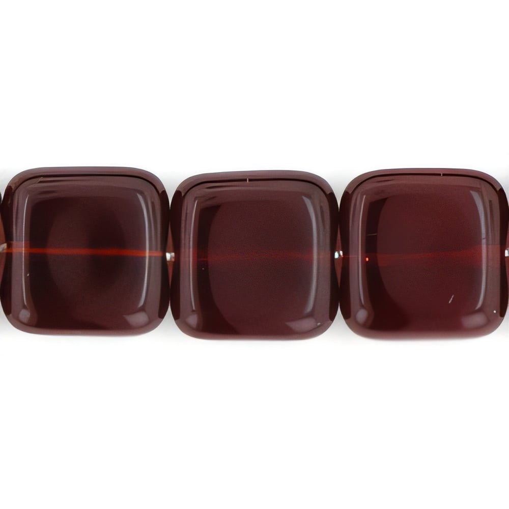 Czech Flat Squares 9mm Ruby (25pcs)