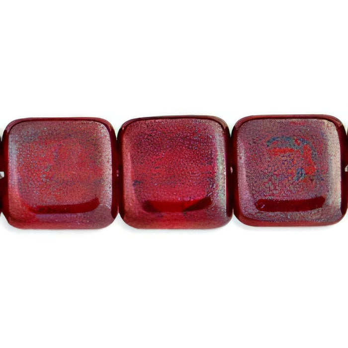 Czech Flat Squares 9mm Siam Ruby - Vega (25pcs)