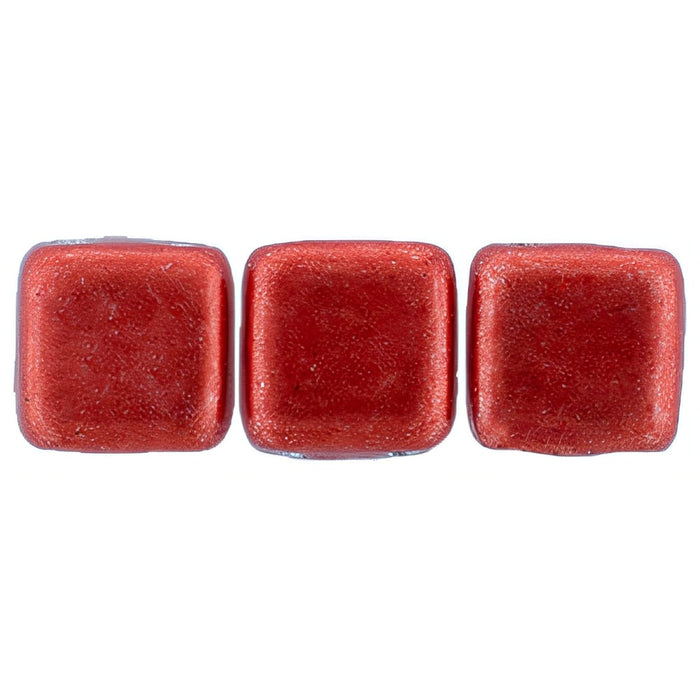 Czech CzechMates Tile Bead 6mm ColorTrends: Saturated Metallic Cherry Tomato (50pcs)