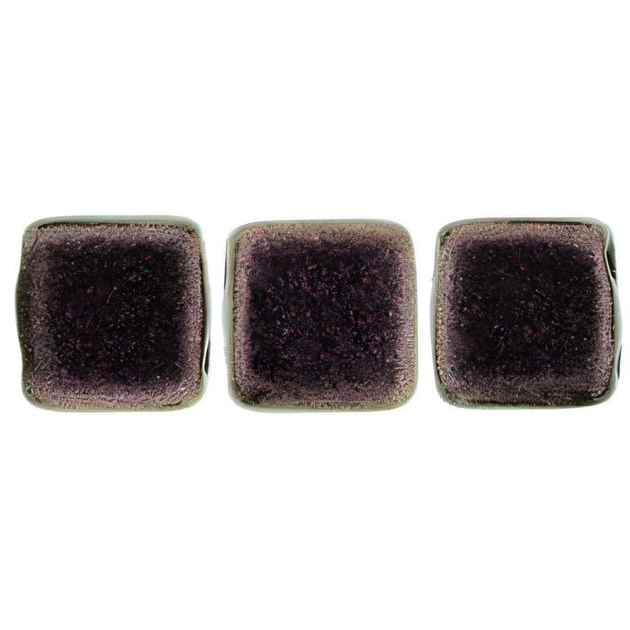Czech CzechMates Tile Bead 6mm Polychrome - Pink Olive (50pcs)