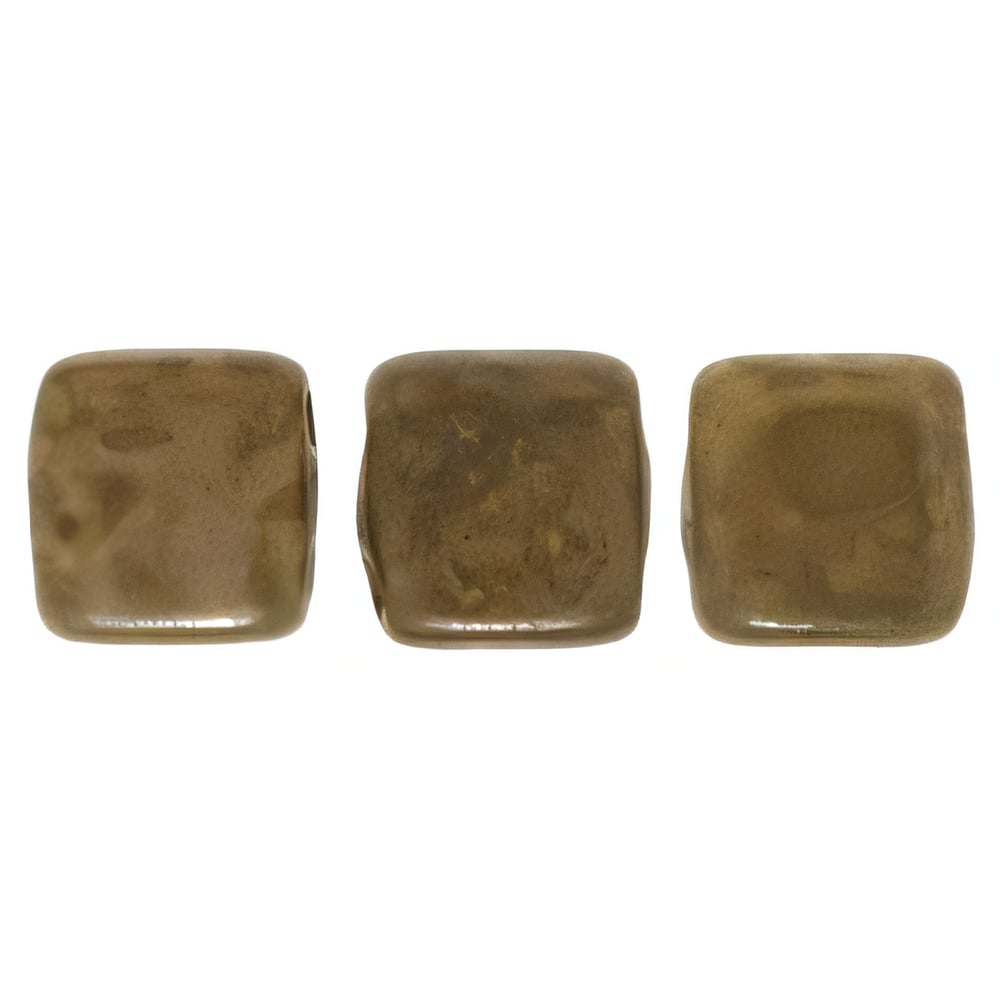 Czech CzechMates Tile Bead 6mm French Beige - Copper Picasso (50pcs)