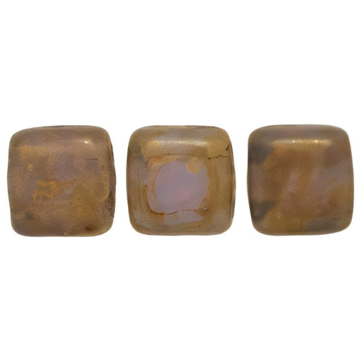 Czech CzechMates Tile Bead 6mm Milky Alexandrite - Copper Picasso (50pcs)